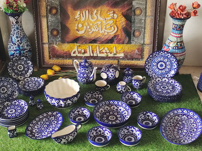 Ceramic Handmade Dinner Set |6 Men Set | Qty 49 pcs | Khaadi Blue Design