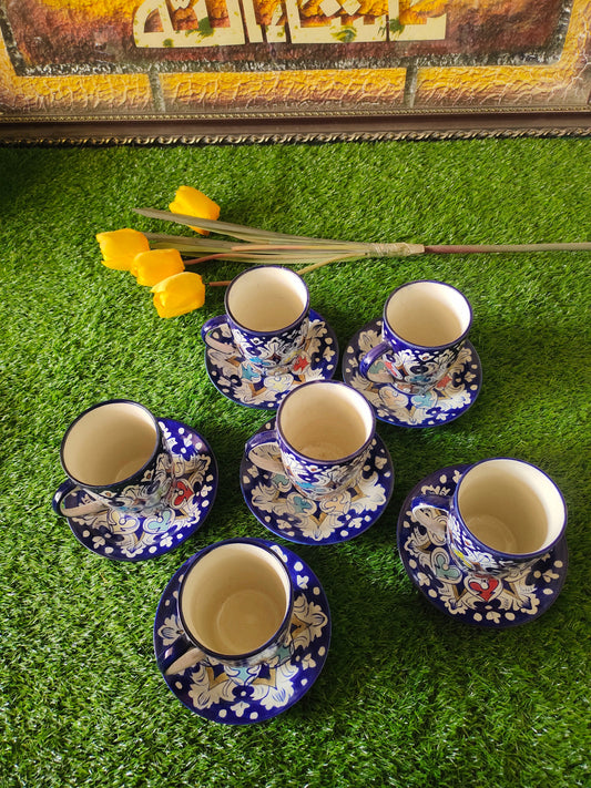 Ceramic Handmade Tea Mugs with Saucer Plates