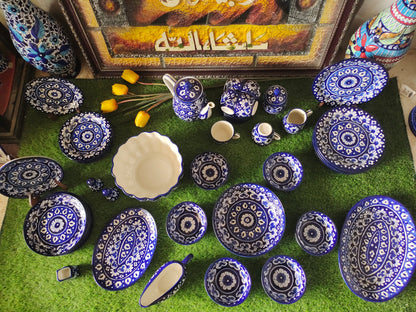 Ceramic Handmade Dinner Set |6 Men Set | Qty 49 pcs | Khaadi Blue Design