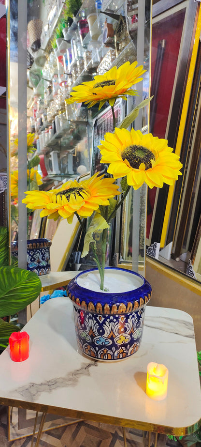 Ceramic Planter Blue Pottery Handmade |