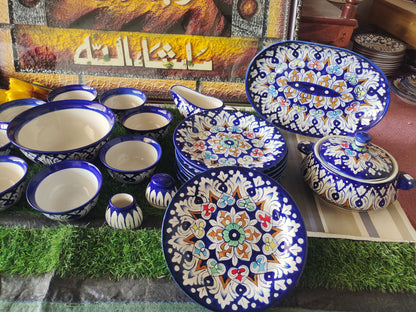 Handmade MULTI - 34 Pcs Dinner Set - Ceramic Porcelain Pakistan | Dinner Set for 8 Men Set | Dinnerware set | Dinner Service | Dinner Table | Dinnerware