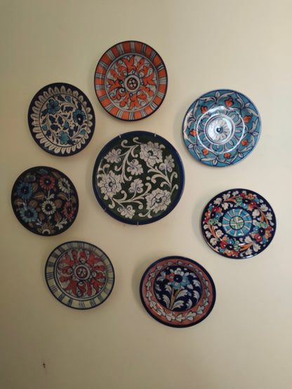 Ceramic Handmade Wall Hanging Plates set | 8 Plates Set