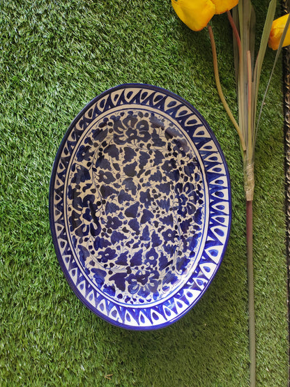 Ceramic Handmade Oval Rice Deep Platter | Size 13 inch