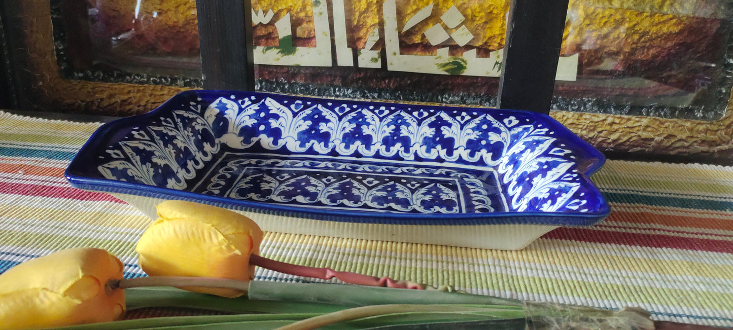 Ceramic Handmade Serving Deep Dish Platter Ghauri Design | Size 13 *8 inch
