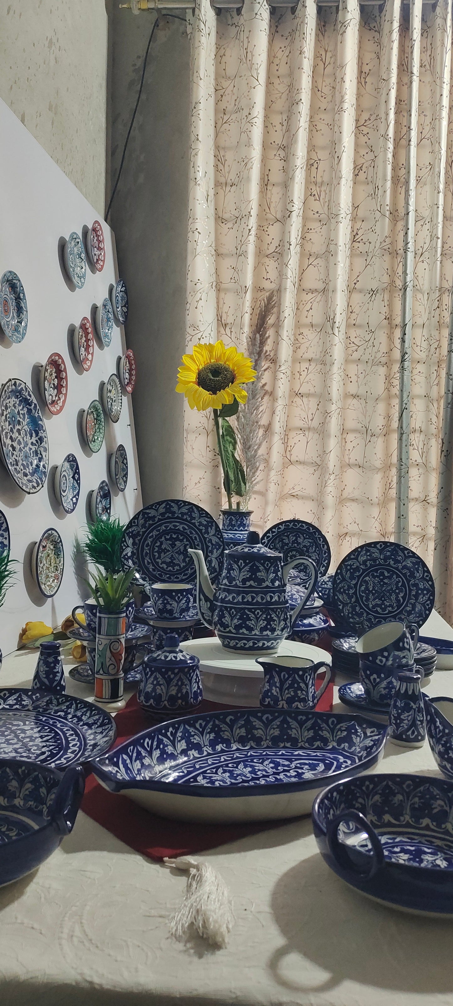 Customized Handmade Ghauri Blue Dinner Set | 6 Men Set | 53 Pcs | Tableware | Free Delivery