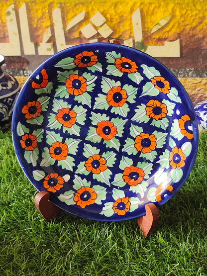 Handmade Ceramic Half Plate (Size 08 inch) | Wall Art | Wall Decor