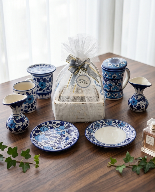 Ceramic Handmade Customized Cover Mugs with serving Dish and Elegant Vases Gift Box🎁