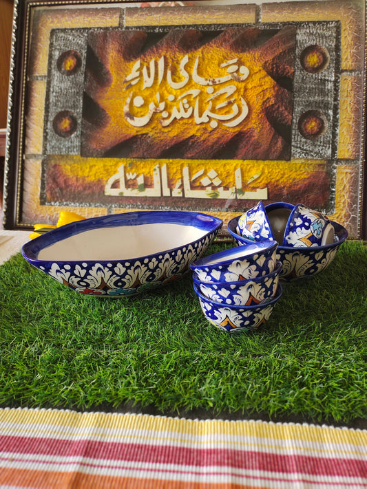 Ceramic Handmade Bundle Deals - Desert Bowl Set(7 pcs set) & Fruit Dish Platter