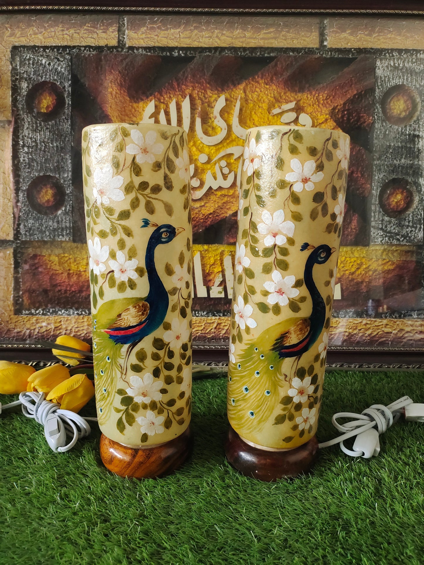 Handmade Camel Skin Lamp Peacock | Size 16 inch