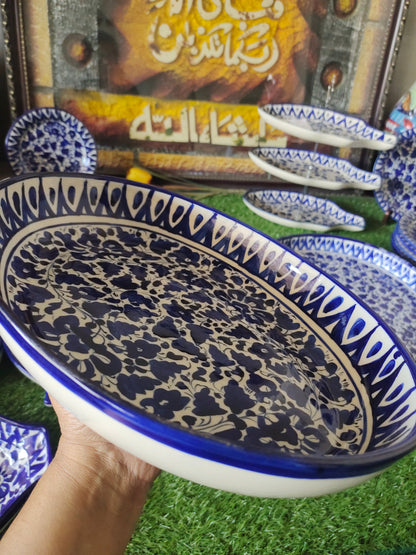 Ceramic Handmade Deep size Oval Serena Rice Platter | Size 13 inch