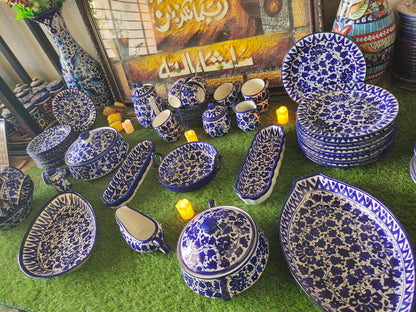 Ceramic Handmade Customized Dinner Set | 10 Men Set | Sareena Design | 65 Pcs