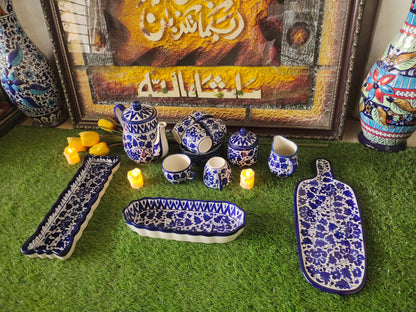 Ceramic Handmade Blue Pottery Beautiful Serena Design Customized Nashta Set | Breakfast Tea Set