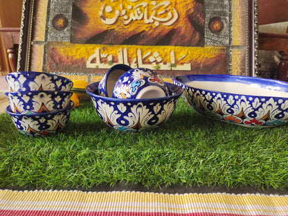 Ceramic Handmade Bundle Deals - Desert Bowl Set(7 pcs set) & Fruit Dish Platter