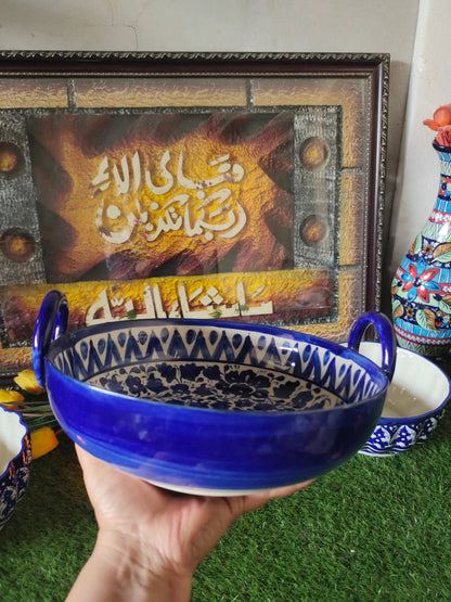 Ceramic Handmade Handle Karahi Serena | Size 10 inch