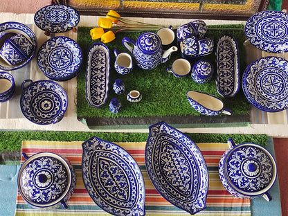 Ceramic Handmade Dinner Set | Blue Gauri Design | Quantity 52 Pcs