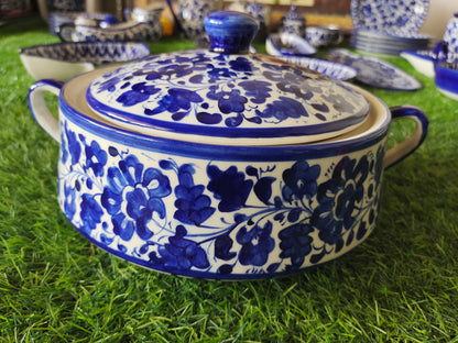 Ceramic Handmade Salan Donga Handle with Lid Cover | Large Size 9 inch