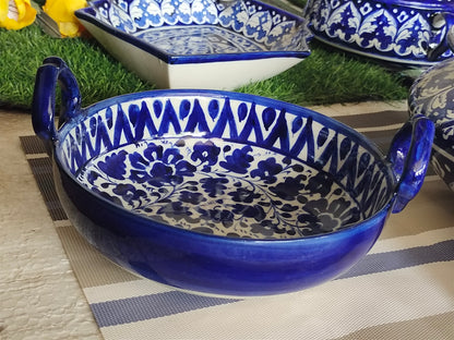 Ceramic Handmade Handle Karahi- Serena Design Customized | Serving Dish | Size 9 inch