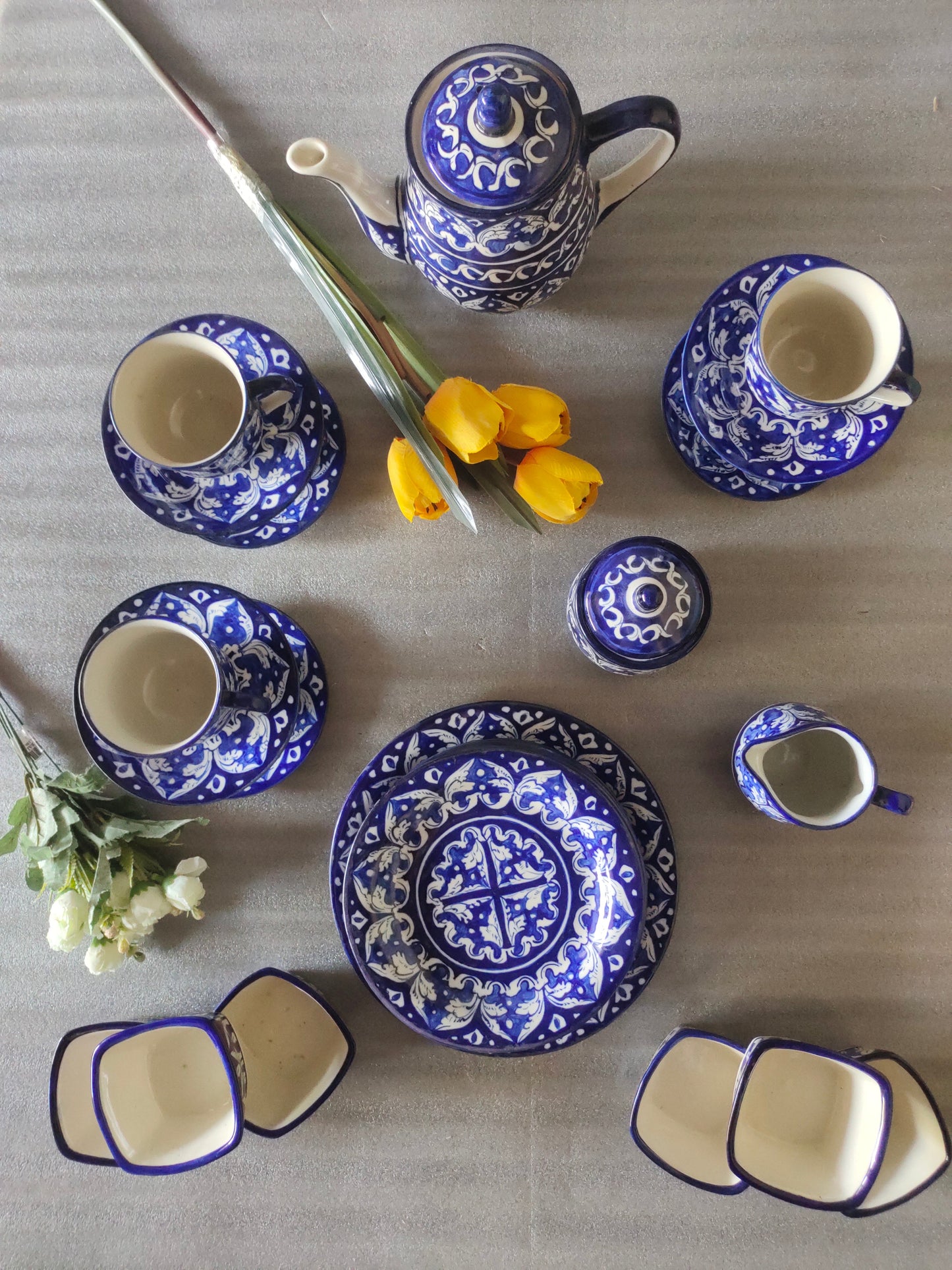 Ceramic Handmade Pottery Breakfast set / Nashta Set, Ceramic Tea set, Side plates, Unique gift for coffee lover, purchase as a set