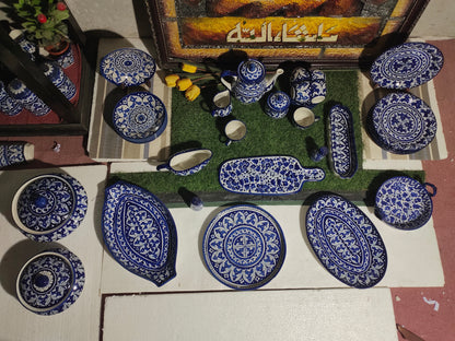 Ceramic Handmade Customized Dinner Set Blue Pottery | 6 Person servings