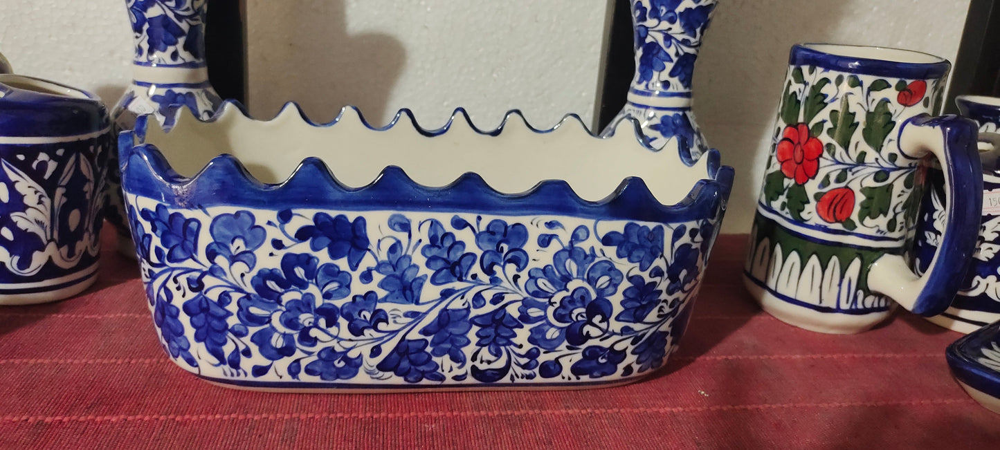 Ceramic Handmade NS Serving Bowl Blue Pottery |
