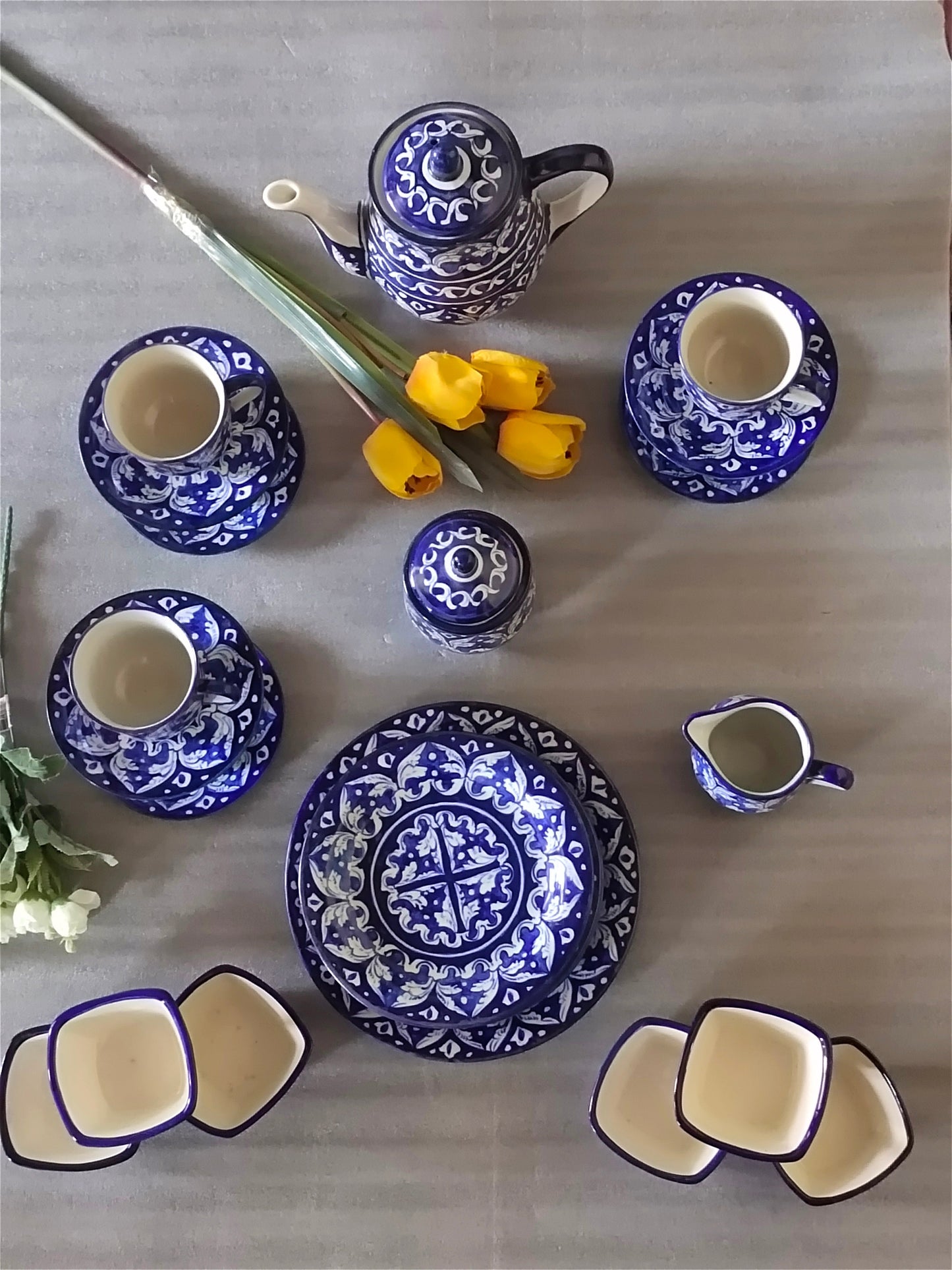 Ceramic Handmade Pottery Breakfast set / Nashta Set, Ceramic Tea set, Side plates, Unique gift for coffee lover, purchase as a set