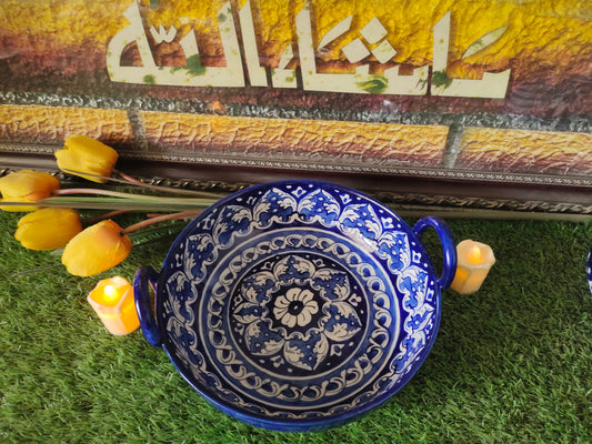 Ceramic Handmade Handle Karahi | Ghauri Design | Size 10 inch