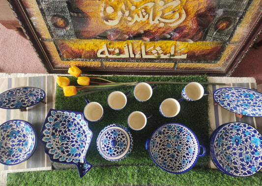 Ceramic Handmade Dinner Set | Multan Design | Quantity 21 Pcs | Bundle Deals