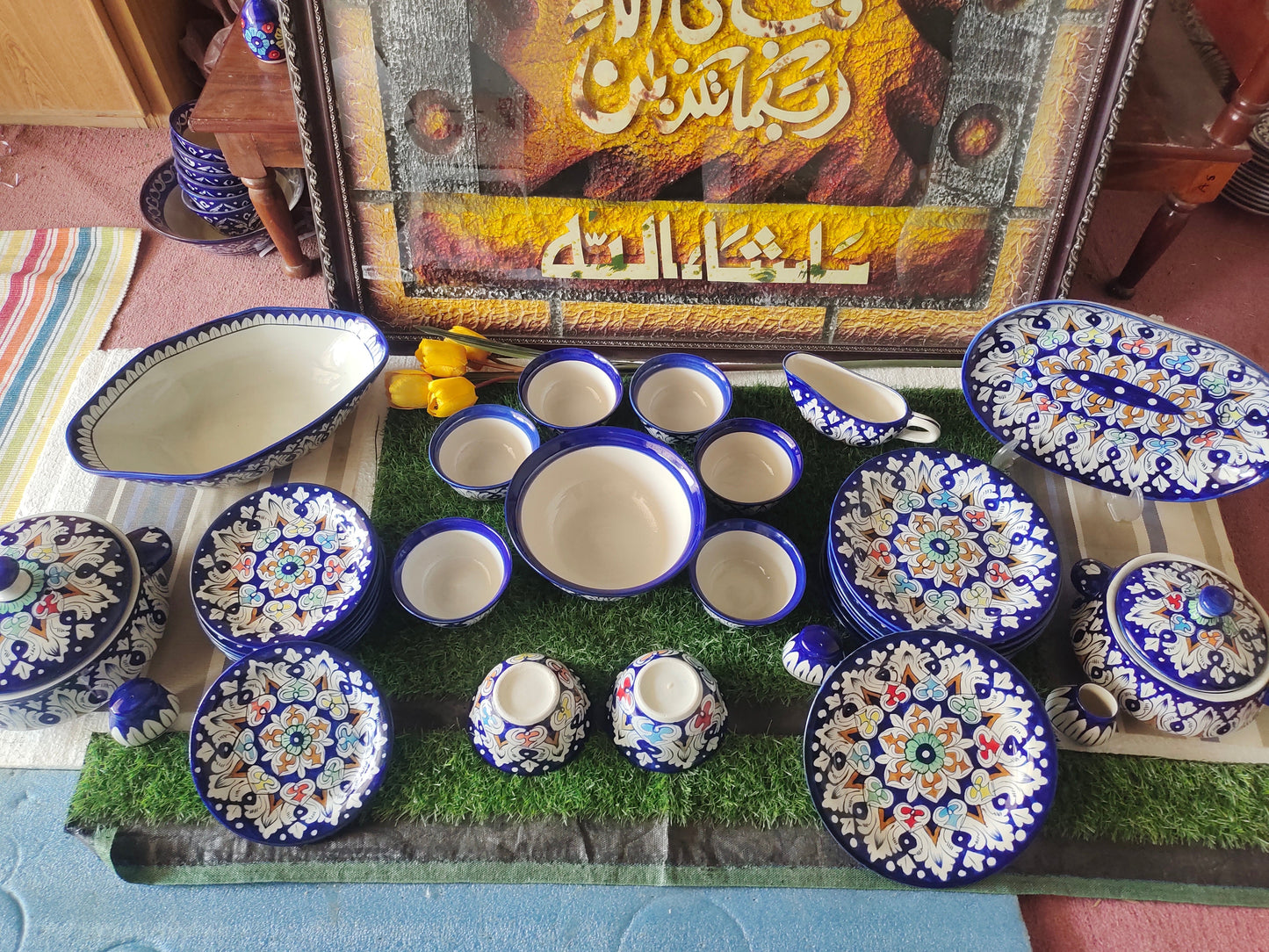 Handmade MULTI - 34 Pcs Dinner Set - Ceramic Porcelain Pakistan | Dinner Set for 8 Men Set | Dinnerware set | Dinner Service | Dinner Table | Dinnerware