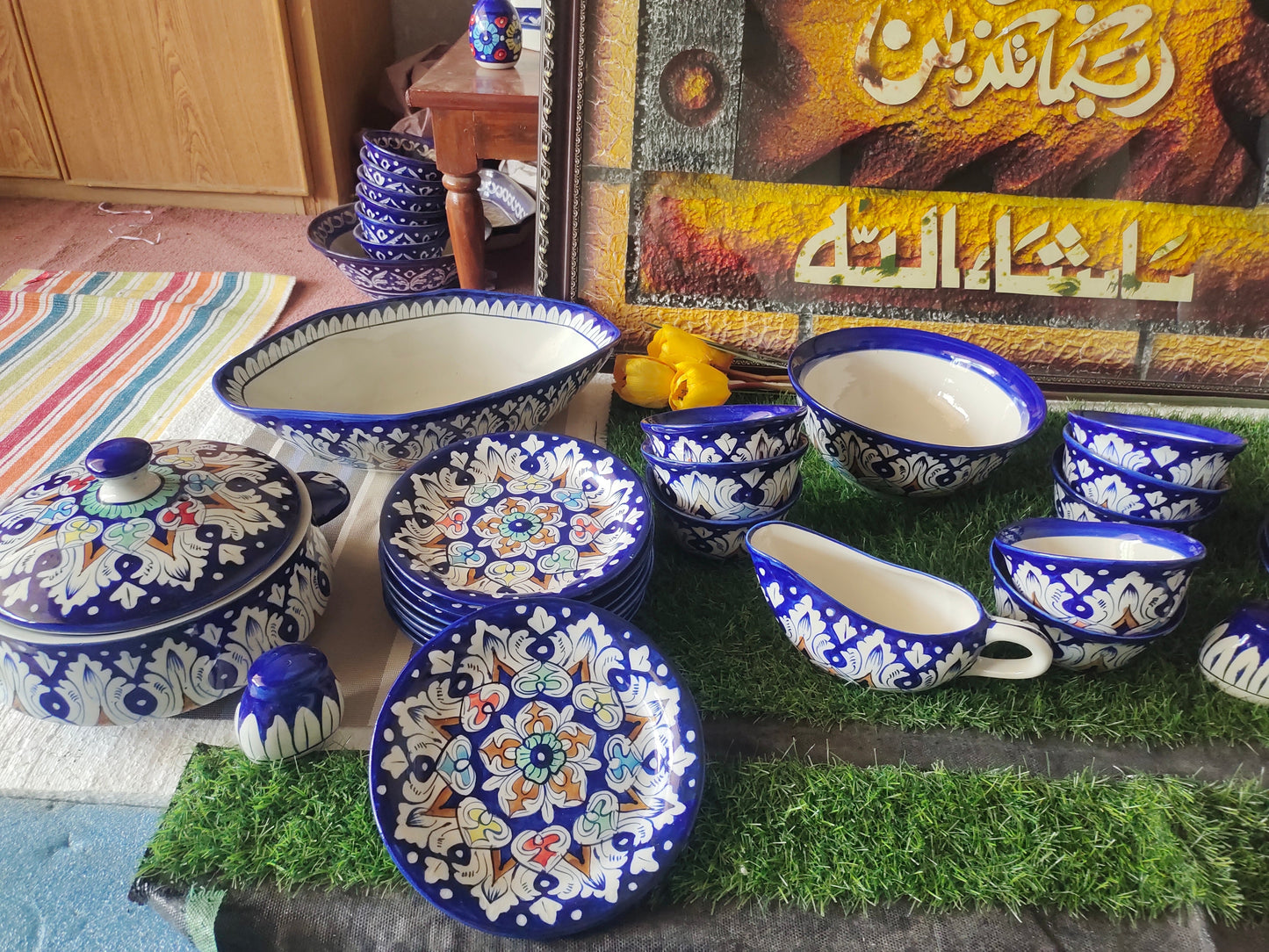 Handmade MULTI - 34 Pcs Dinner Set - Ceramic Porcelain Pakistan | Dinner Set for 8 Men Set | Dinnerware set | Dinner Service | Dinner Table | Dinnerware