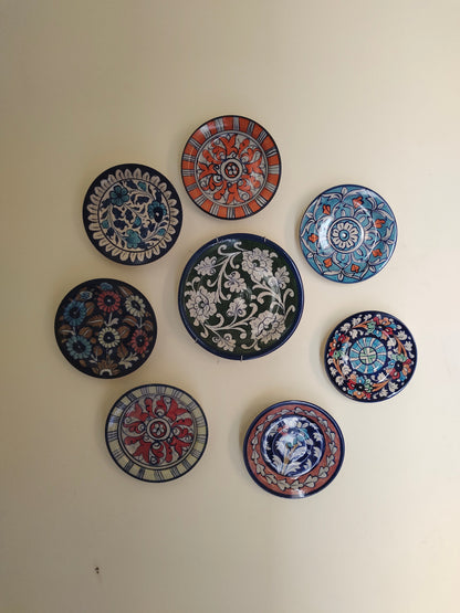 Ceramic Handmade Wall Hanging Plates set | 8 Plates Set