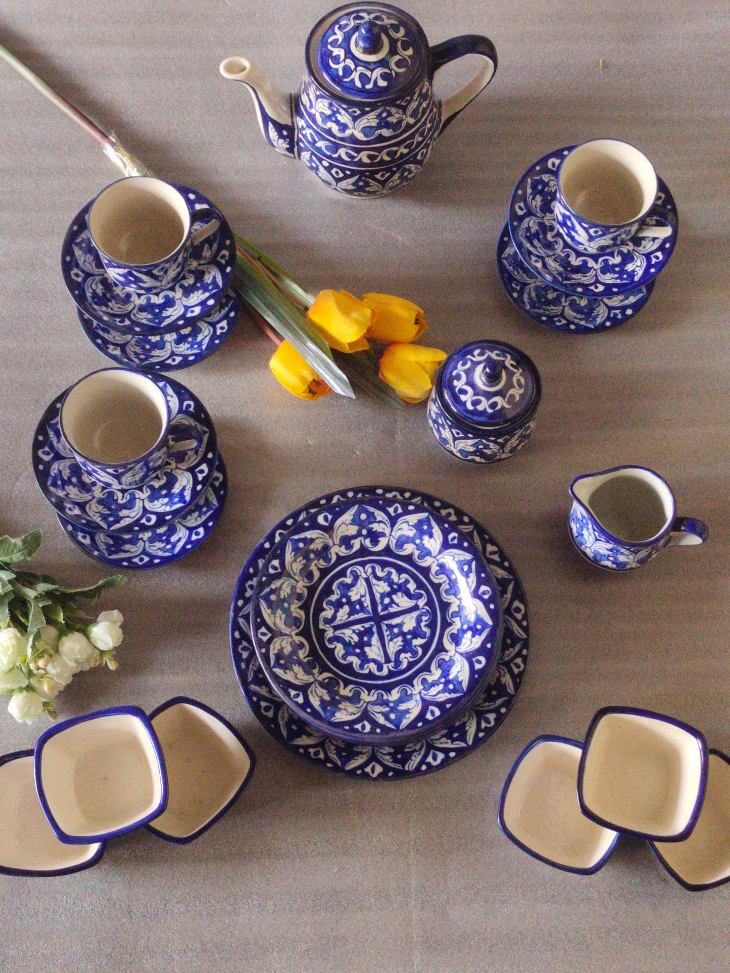 Ceramic Handmade Pottery Breakfast set / Nashta Set, Ceramic Tea set, Side plates, Unique gift for coffee lover, purchase as a set