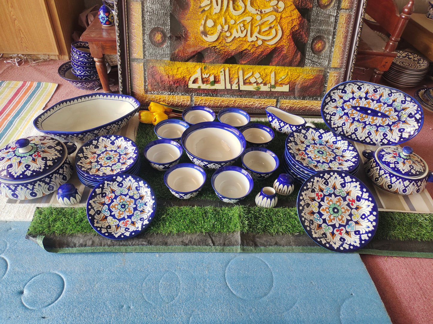 Handmade MULTI - 34 Pcs Dinner Set - Ceramic Porcelain Pakistan | Dinner Set for 8 Men Set | Dinnerware set | Dinner Service | Dinner Table | Dinnerware