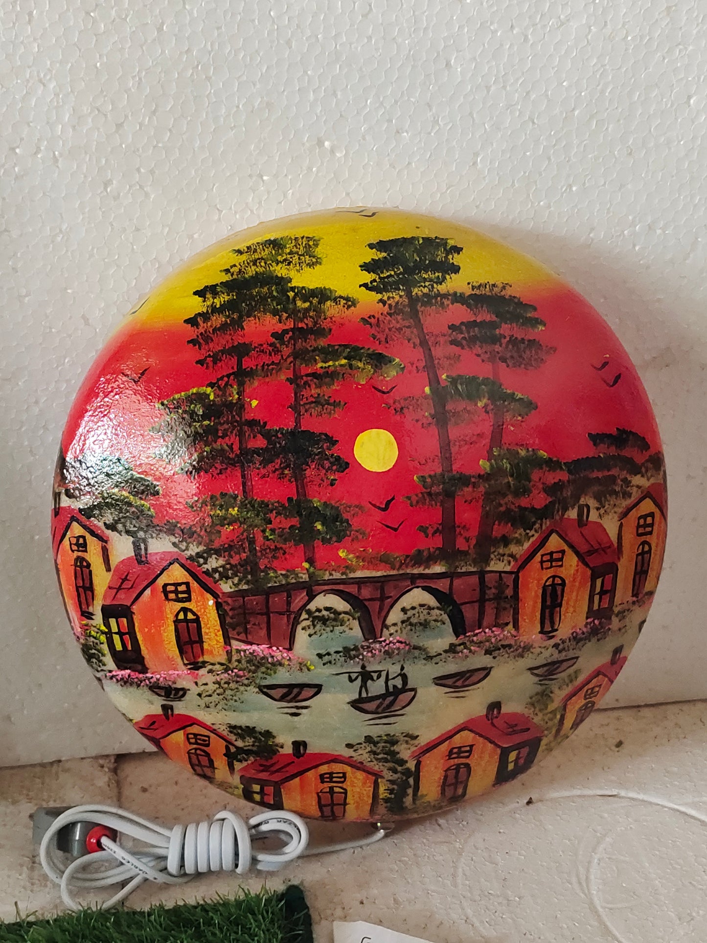 Handmade Camel Skin Lamp Red House Wall Plate  | Size 12 inch