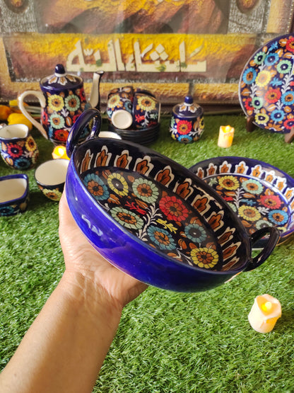 Ceramic Handmade Handle Karahi |Size 9 inch | J Design