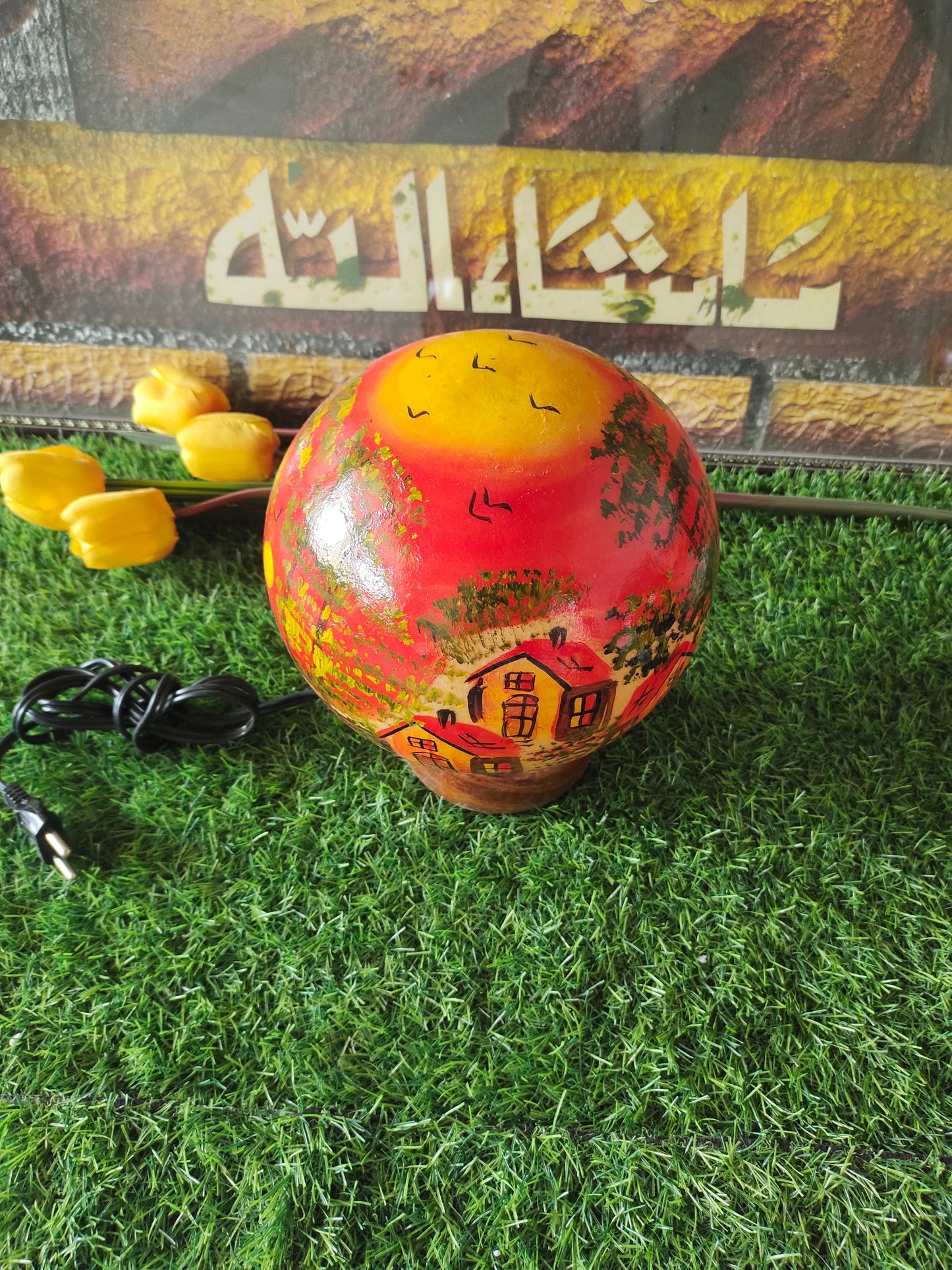 Handmade Camel Skin Lamp Globe Shape