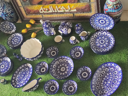 Ceramic Handmade Dinner Set |6 Men Set | Qty 49 pcs | Khaadi Blue Design