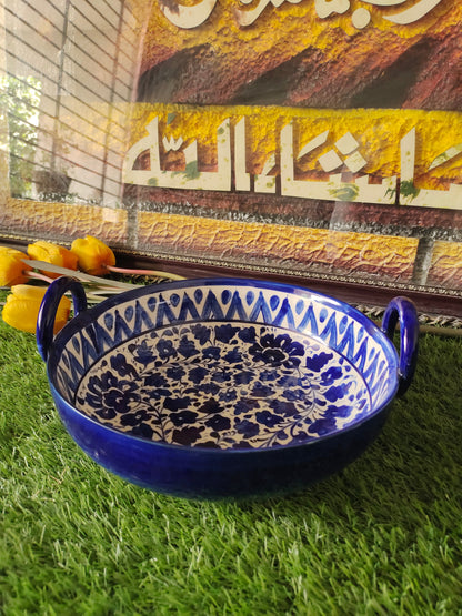 Ceramic Handmade Handle Karahi Serena | Size 10 inch