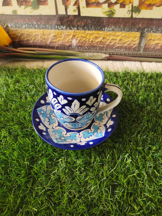 Ceramic Handmade Tea Mug with Saucer Plate