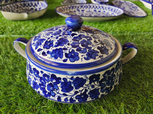 Ceramic Handmade Salan Donga With Lid Cover Size Medium 8 inch