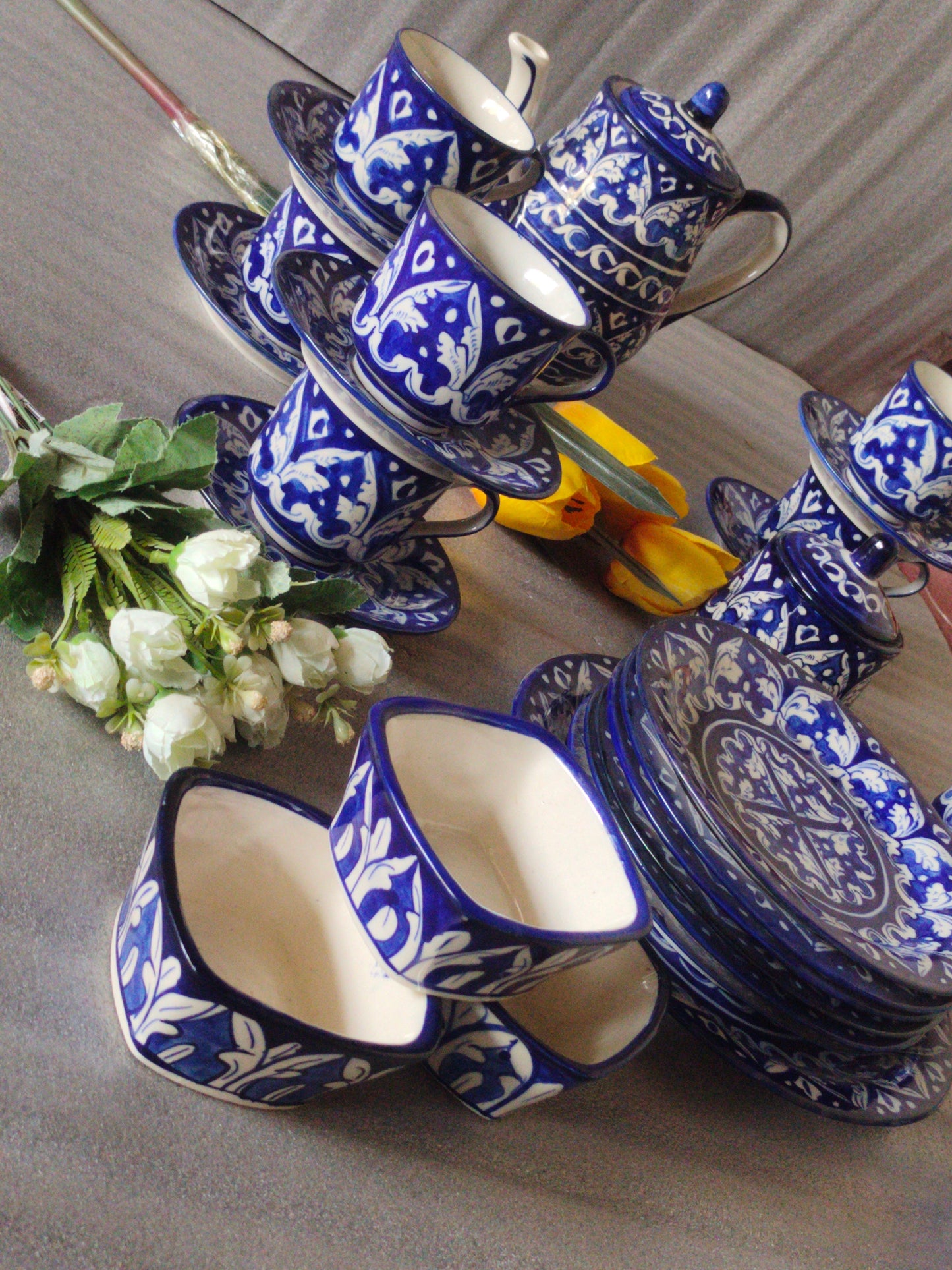 Ceramic Handmade Pottery Breakfast set / Nashta Set, Ceramic Tea set, Side plates, Unique gift for coffee lover, purchase as a set