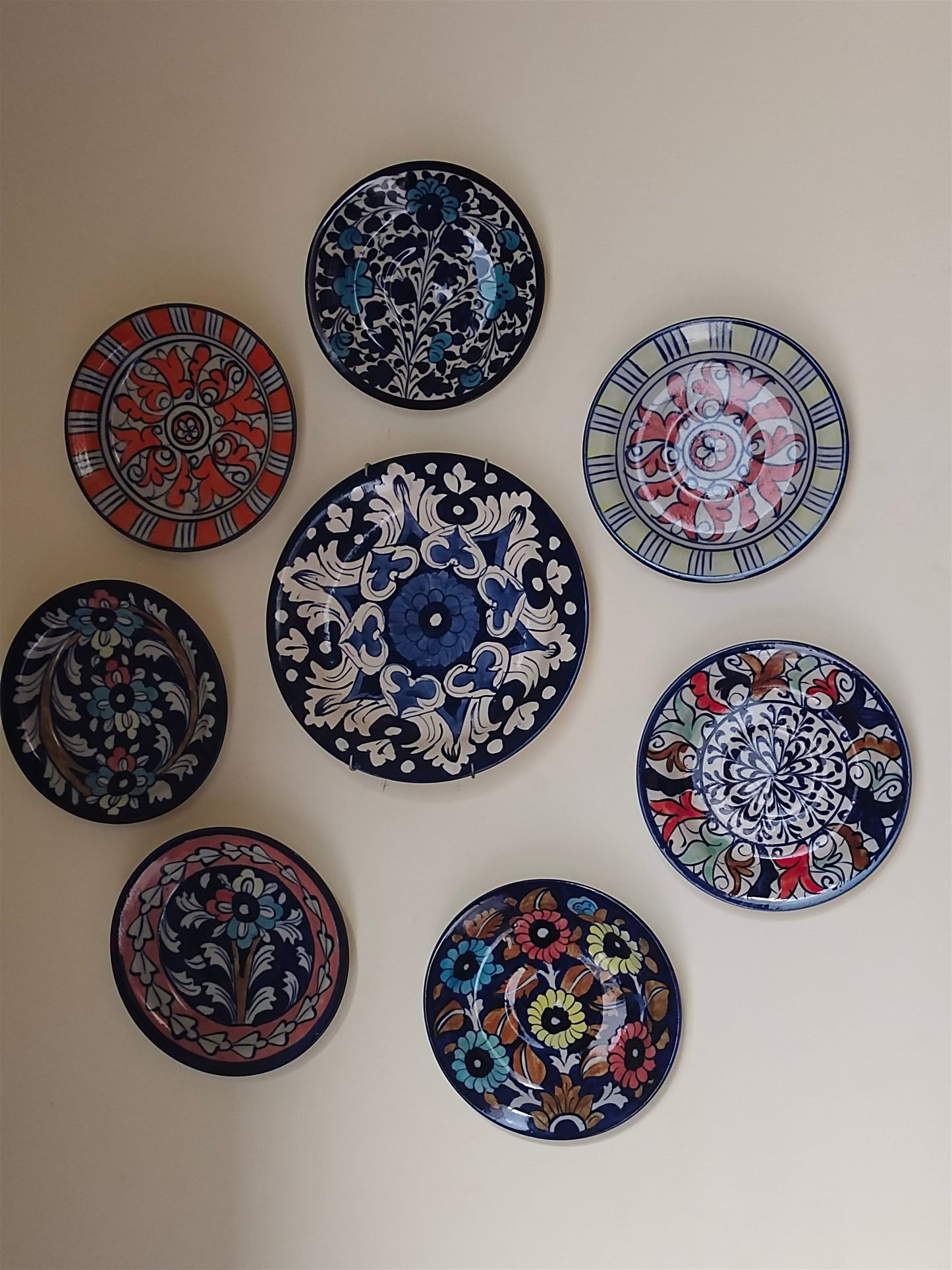 Ceramic Handmade Wall Hanging Plates set | 8 pcs set