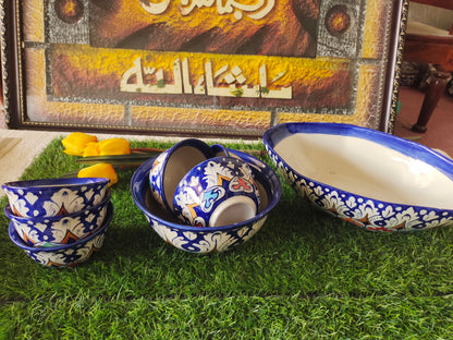 Ceramic Handmade Bundle Deals - Desert Bowl Set(7 pcs set) & Fruit Dish Platter