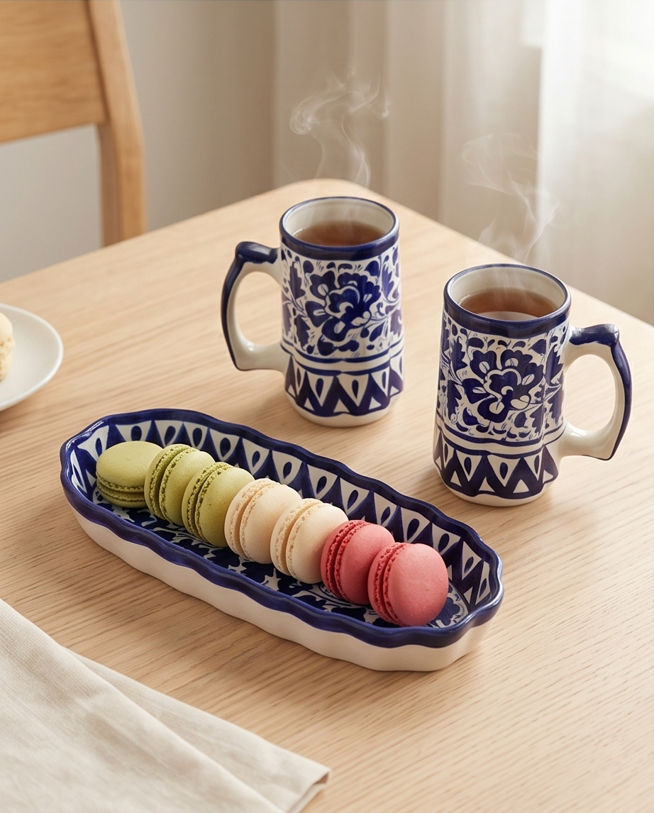Ceramic Handmade Mug Set with Serving Dish 🎁