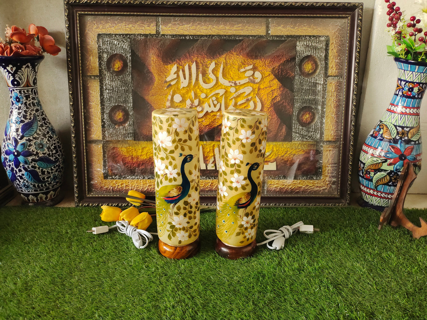 Handmade Camel Skin Lamp Peacock | Size 16 inch