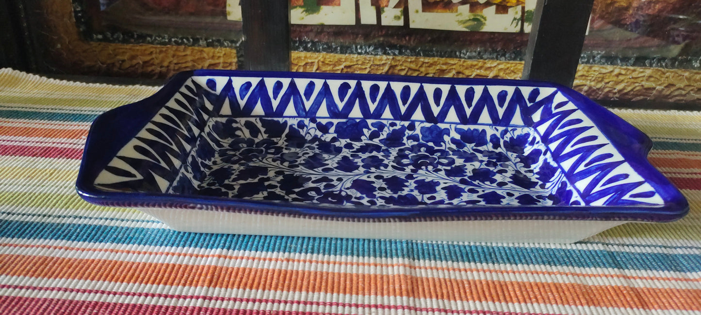 Ceramic Handmade Serving Deep Dish Platter Serina Design | Size 13 *8 inch